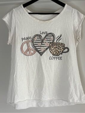 Y2K Peace Love Coffee Graphic Tee Pre-loved